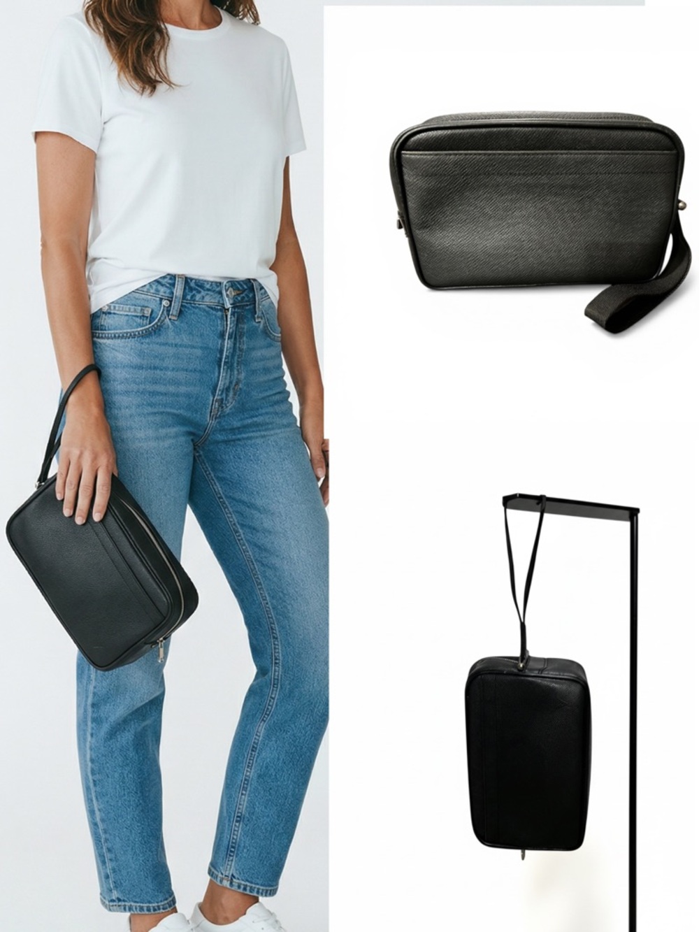 LOUIS VUITTON Taiga Karuga Calga Pochette Toiletry Pouch Clutch in Ardoise Black